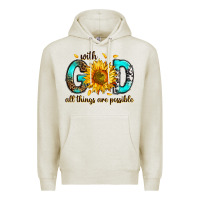 Oatmeal Heather with god all things possible Premium Hoodie - RanaPortraitStore