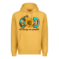 Mustard with god all things possible Premium Hoodie - RanaPortraitStore