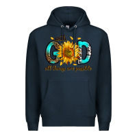 Navy with god all things possible Premium Hoodie - RanaPortraitStore