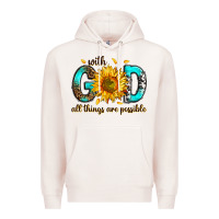 Pale Pink with god all things possible Premium Hoodie - RanaPortraitStore