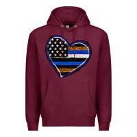 Burgundy police heart Premium Hoodie - RanaPortraitStore