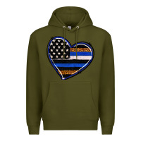 Army Green police heart Premium Hoodie - RanaPortraitStore