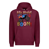Burgundy red white boom monster truck Premium Hoodie - RanaPortraitStore