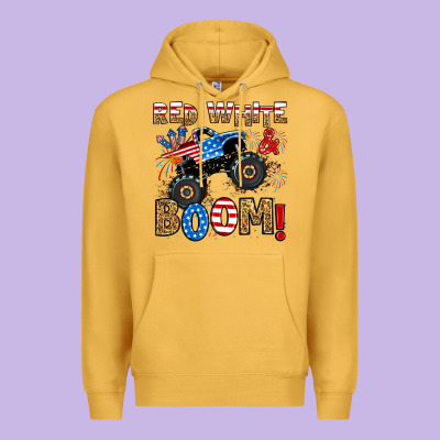 Premium Hoodie red white boom monster truck