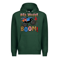 Sports Green red white boom monster truck Premium Hoodie - RanaPortraitStore
