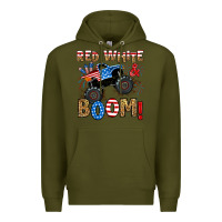 Army Green red white boom monster truck Premium Hoodie - RanaPortraitStore