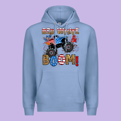 Premium Hoodie red white boom monster truck
