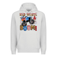 Dove Grey red white boom monster truck Premium Hoodie - RanaPortraitStore
