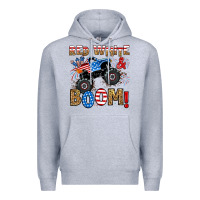 Heather Grey red white boom monster truck Premium Hoodie - RanaPortraitStore