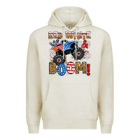 Oatmeal Heather red white boom monster truck Premium Hoodie - RanaPortraitStore