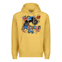 Antique Gold fourth of july monster truck all american boy Premium Hoodie - RanaPortraitStore