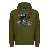 Army Green fourth of july monster truck all american boy Premium Hoodie - RanaPortraitStore
