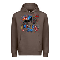 Coffee fourth of july monster truck all american boy Premium Hoodie - RanaPortraitStore