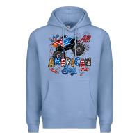 Colony Blue fourth of july monster truck all american boy Premium Hoodie - RanaPortraitStore