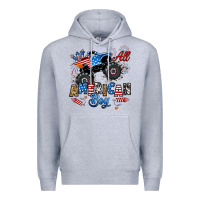 Heather Grey fourth of july monster truck all american boy Premium Hoodie - RanaPortraitStore