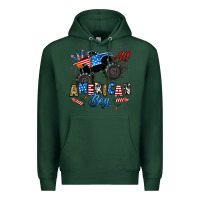 Sports Green fourth of july monster truck all american boy Premium Hoodie - RanaPortraitStore