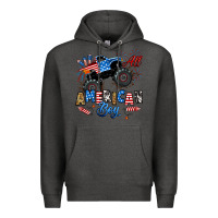 Charcoal Heather fourth of july monster truck all american boy Premium Hoodie - RanaPortraitStore