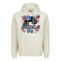 Oatmeal Heather fourth of july monster truck all american boy Premium Hoodie - RanaPortraitStore