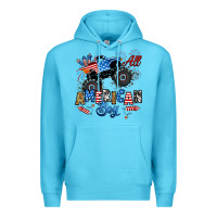 Ocean Blue fourth of july monster truck all american boy Premium Hoodie - RanaPortraitStore