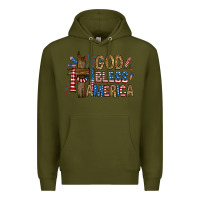 Army Green god  bless america with cross Premium Hoodie - RanaPortraitStore
