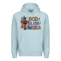 Blue Mist god  bless america with cross Premium Hoodie - RanaPortraitStore