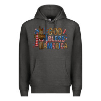 Charcoal Heather god  bless america with cross Premium Hoodie - RanaPortraitStore
