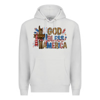 Dove Grey god  bless america with cross Premium Hoodie - RanaPortraitStore