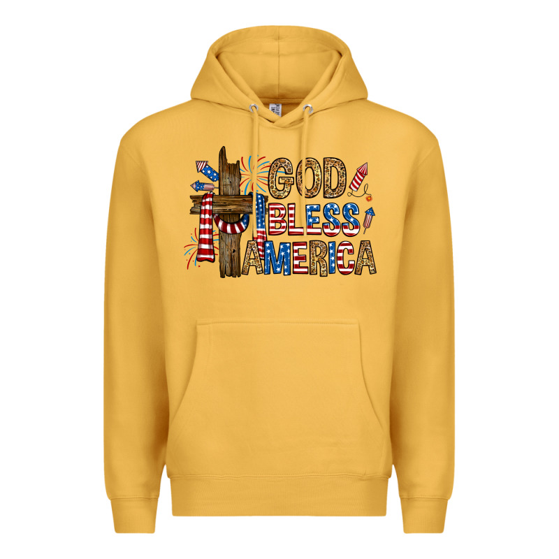 God  Bless America With Cross Premium Hoodie by RanaPortraitStore | Teevron