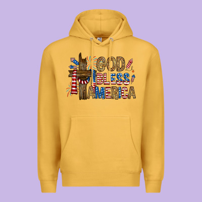Premium Hoodie god  bless america with cross