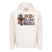 Pale Pink god  bless america with cross Premium Hoodie - RanaPortraitStore