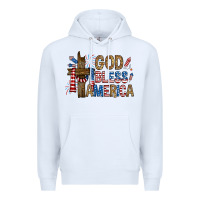 White god  bless america with cross Premium Hoodie - RanaPortraitStore