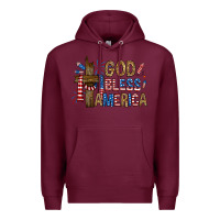 Burgundy god  bless america with cross Premium Hoodie - RanaPortraitStore