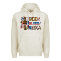 Oatmeal Heather god  bless america with cross Premium Hoodie - RanaPortraitStore