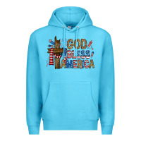 Ocean Blue god  bless america with cross Premium Hoodie - RanaPortraitStore
