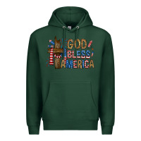 Sports Green god  bless america with cross Premium Hoodie - RanaPortraitStore