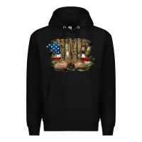 Black american flag with army boots Premium Hoodie - RanaPortraitStore