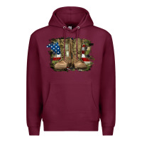 Burgundy american flag with army boots Premium Hoodie - RanaPortraitStore