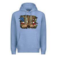 Colony Blue american flag with army boots Premium Hoodie - RanaPortraitStore