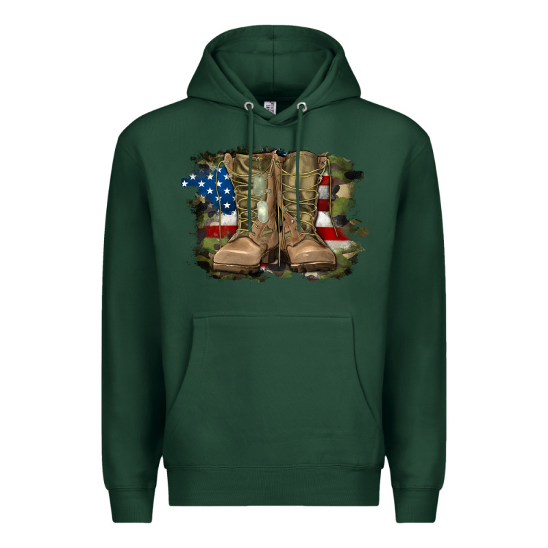 American Flag With Army Boots Premium Hoodie by RanaPortraitStore | Teevron