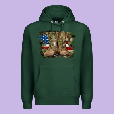 Premium Hoodie american flag with army boots