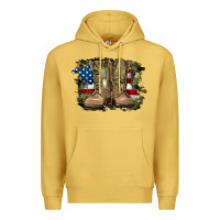 Antique Gold american flag with army boots Premium Hoodie - RanaPortraitStore