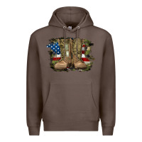 Coffee american flag with army boots Premium Hoodie - RanaPortraitStore