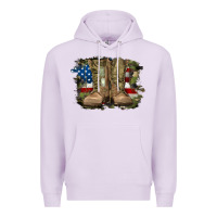 Lilac american flag with army boots Premium Hoodie - RanaPortraitStore