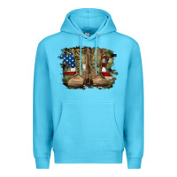 Ocean Blue american flag with army boots Premium Hoodie - RanaPortraitStore