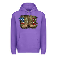 Purple american flag with army boots Premium Hoodie - RanaPortraitStore