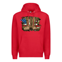 Red american flag with army boots Premium Hoodie - RanaPortraitStore