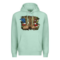 Seafoam american flag with army boots Premium Hoodie - RanaPortraitStore