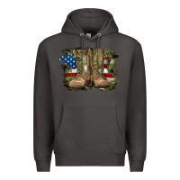 Smoke american flag with army boots Premium Hoodie - RanaPortraitStore