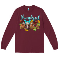 Burgundy thankful mama cow Long Sleeve Tee - BarkalooDesign