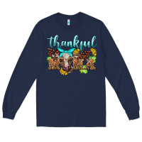 Navy thankful mama cow Long Sleeve Tee - BarkalooDesign